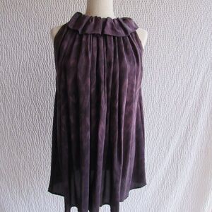 2 b rych Purple Silk Ruffle Tunic Top Blouse Flawy Wide Swing hem